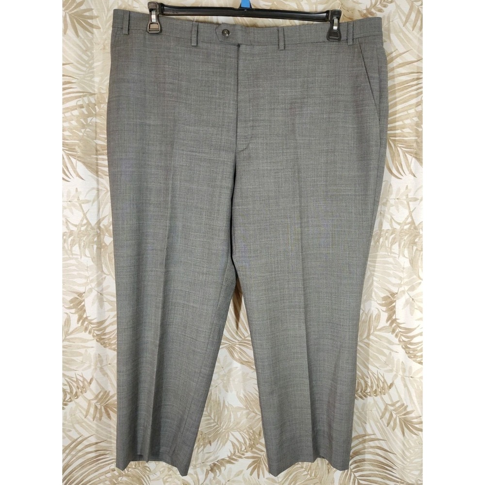 Chaps Mens Dress Pants Size 44W X 30L Gray Flat Front Straight Leg
